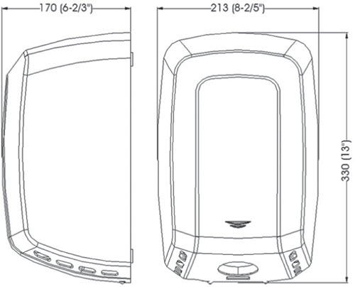 Drawing of the ECOFLOW hand dryer